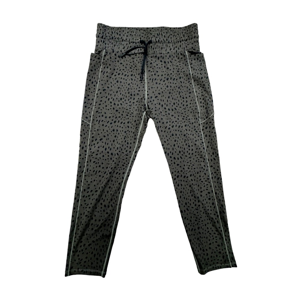 Zyia ‎ Leopard Print Activewear Pants Size 14 16 High Rise Drawstring Youth